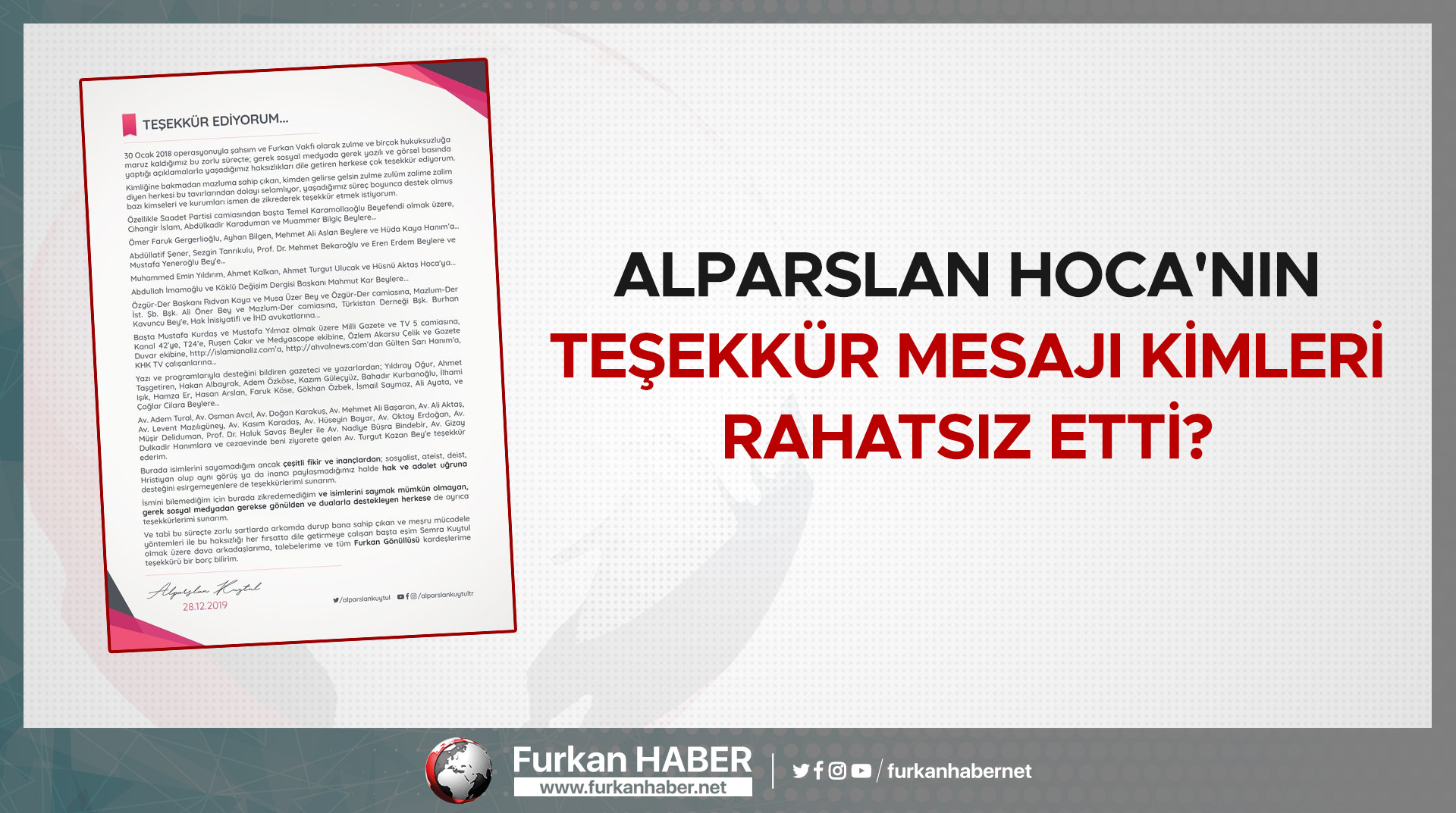 Alparslan Hoca'nın Teşekkür Mesajı Kimleri Rahatsız Etti?