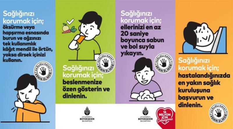 İstanbul Büyükşehir Belediyesi, koronavirüs için farklı dillerde afiş ve anons hazırladı