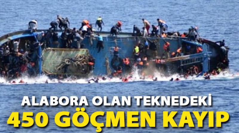 Alabora olan teknedeki 450 göçmen kayıp