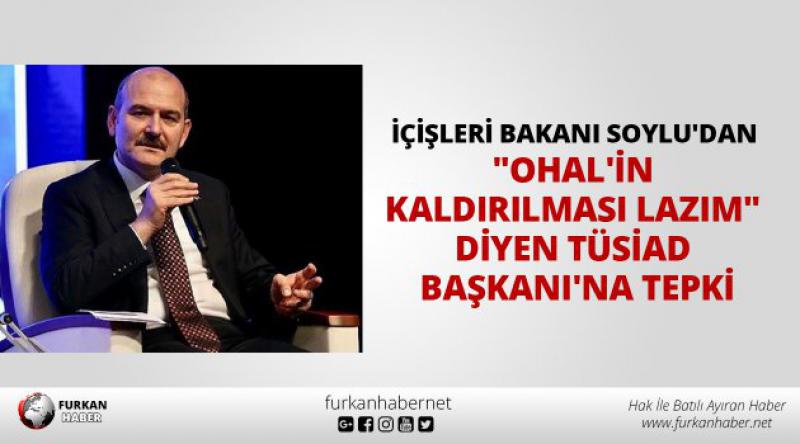 İçişleri Bakanı Soylu'dan "OHAL&#39;in kaldırılması lazım&quot; diyen TÜSİAD Başkanı&#39;na tepki