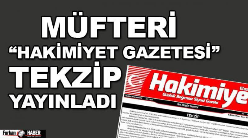 Müfteri 'Hakimiyet Gazetesi&#39; Tekzip Yayınladı